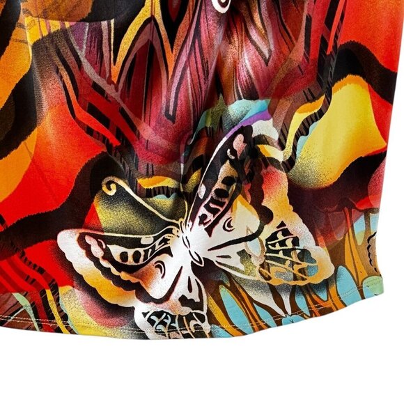 Frank Lyman Y2K Butterfly Print Midi Dress V Neck Wrap Look with Rouching  10 - Picture 4 of 6